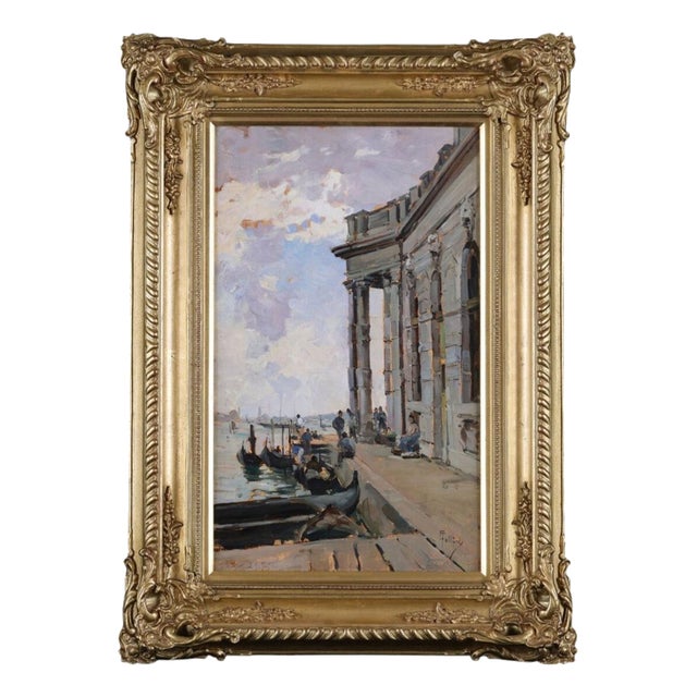 Carlo Follini, Italian Impressionist Venice, 1892, Oil Painting, Framed For Sale