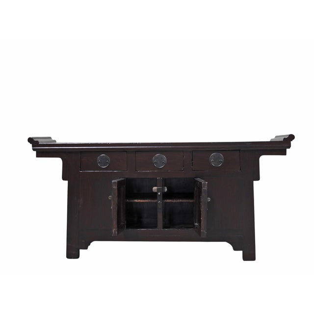 Antique Chinese Elm Everted Flange Altar Sideboard Cabinet For Sale In Greensboro - Image 6 of 8
