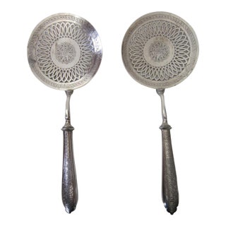 Early 1900's Irish Silverplate Sugar Sifters, Pair For Sale