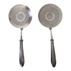 Early 1900's Irish Silverplate Sugar Sifters, Pair
