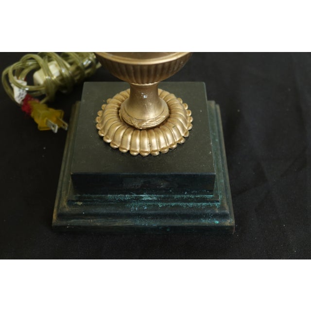 Traditional Regency Style Metal Table Lamp W. Shade For Sale - Image 3 of 8