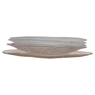 Vintage Swedish Glass Floral Plates & Crab Plate by Ann Wärff for Kosta Boda, Set of 7 For Sale