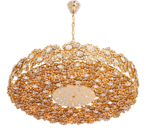 Large Gilt Brass and Crystal Glass Encrusted Chandelier from Palwa, Germany, 1970s