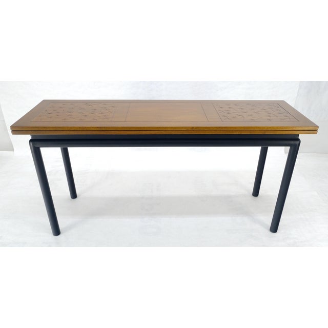 Kittinger Ebonized Base Flip Top 64” Long Console Dining Table c1960s MINT! For Sale - Image 13 of 18