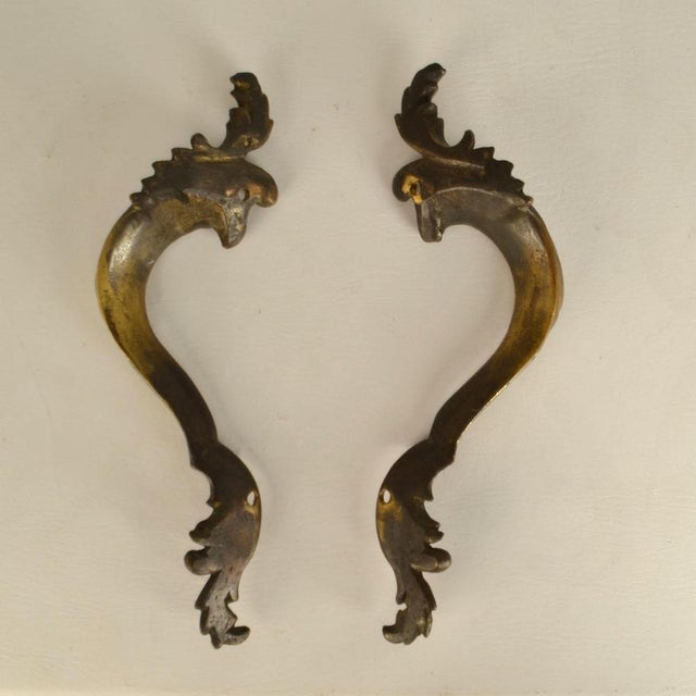 Gold Double Italian Baroque Push Pull Bronze Door Handles, 1890s, Set of 2 For Sale - Image 8 of 10