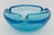 Heavy cased Murano ashtray in vivid turquoise blue with three rim notches, executed in the bullicante technique - a...