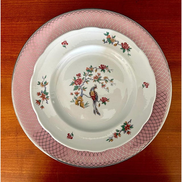 Ceramic French Dinner Plates with Peacock Pattern / Iron Earth / Ironstone from Sarreguemines, 1900s, Set of 6 For Sale - Image 7 of 8