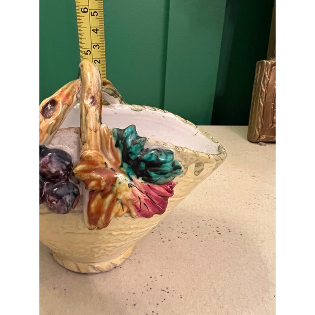 Ceramic Small Italian Majolica Basket For Sale - Image 7 of 8