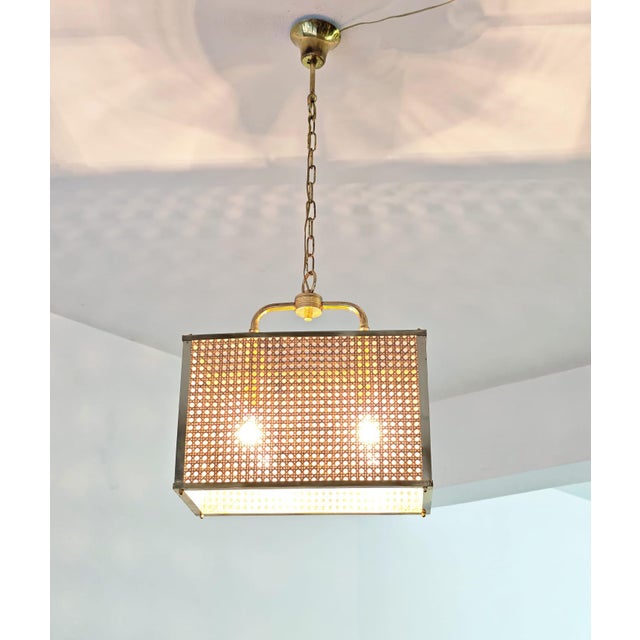Pendant Lamp in Acrylic Glass and Vienna Straw, 1970s For Sale - Image 14 of 18
