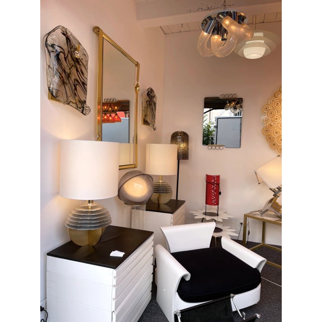 Pair of Mirrors Brass Disc Gray Tinted Glass by Modernindustria, Italy, 1970s For Sale - Image 11 of 13