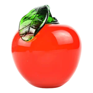 Mid 20th Century Handmade Hand Blown Red Glass Apple Paper Weight Figurine