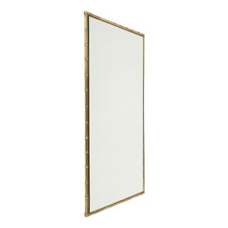 Midcentury Modern Wall Mirror with Faux Bamboo and Brass, 1960s For Sale