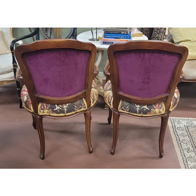 French Fine Pair of Vintage French Parlor Chairs For Sale - Image 3 of 12