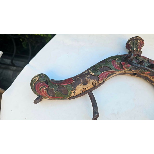 19th-Century Carved and Painted Wooden Horse Collar For Sale - Image 3 of 10