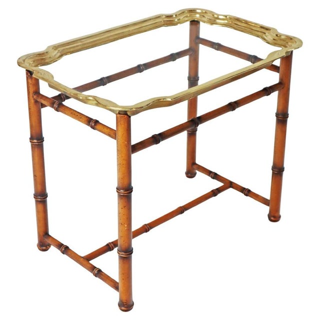 Hollywood Regency Hand-Crafted Tray Table in Brass and Faux Bamboo, 1960s For Sale - Image 17 of 17
