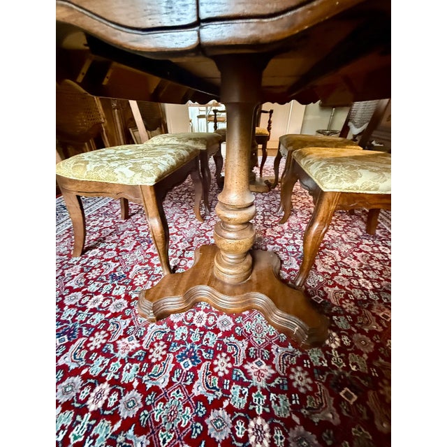 Late 20th Century French Provincial Oak Dining Set — Table With Two Leaves & 6 Cane-Back Chairs For Sale In San Francisco - Image 6 of 9