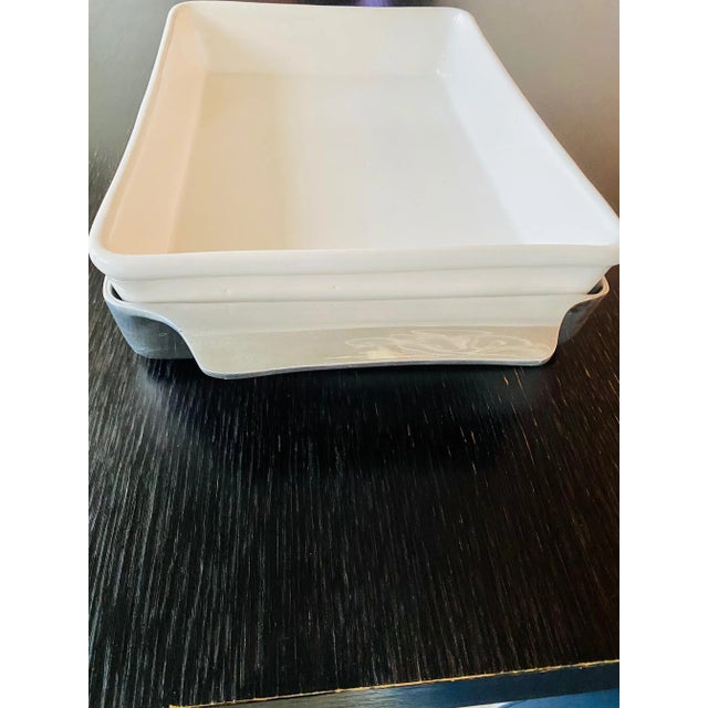 Vintage Ceramic & Pewter Serving Dish, Lead-Free, Never Used For Sale In Chicago - Image 6 of 7