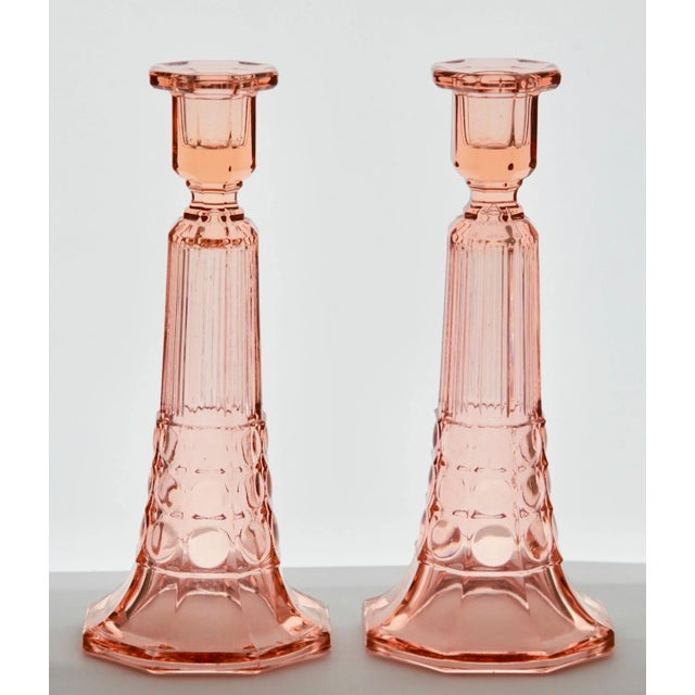 Art Deco Candlesticks by Charles Graffart for Val Saint Lambert Luxval, Set of 2 For Sale - Image 4 of 11