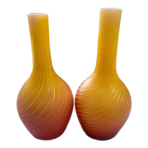 ​19th Century Near Pair of Steven's and William's Pompeian Swirl Art Glass Vases