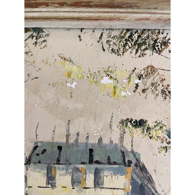 Vintage Parisian Street Scene Oil on Canvas For Sale - Image 9 of 14
