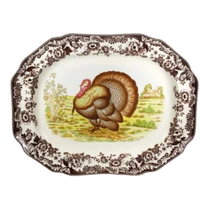Spode Woodland Turkey Octagonal Platter 19"
