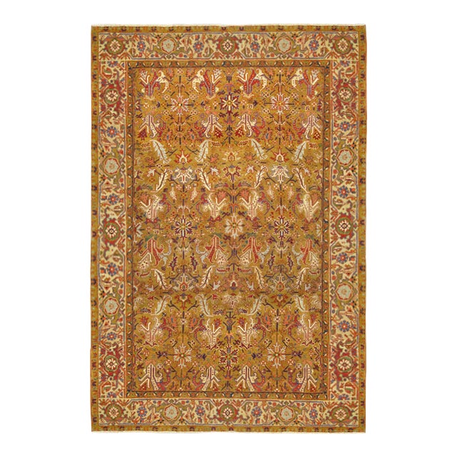 Antique Persian Heriz Oriental Rug, Room Size, W/ Symmetrical Design For Sale