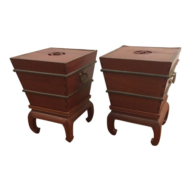 Vintage Pagoda Design Rosewood Tables - A Pair For Sale