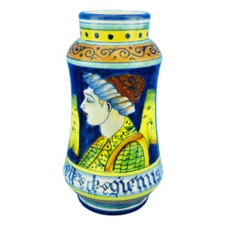 20th Century Renaissance Albarello Pharmacy Vase in Majolica Ceramic from Deruta, Italy, 1950s For Sale
