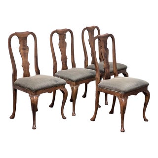 Vintage Queen Anne Chestnut Dining Chairs, Set of Four For Sale