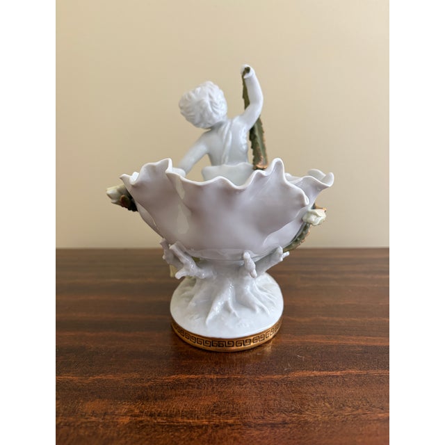 Neoclassical Porcelain Compotes With Putti & Gold Gilt Greek Key Border, Pair For Sale - Image 14 of 15