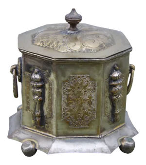 Brass Footed Jar W/ Engravings