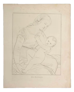 Thomas Holloway, Mother and Baby After Raphael, Original Etching, 1810
