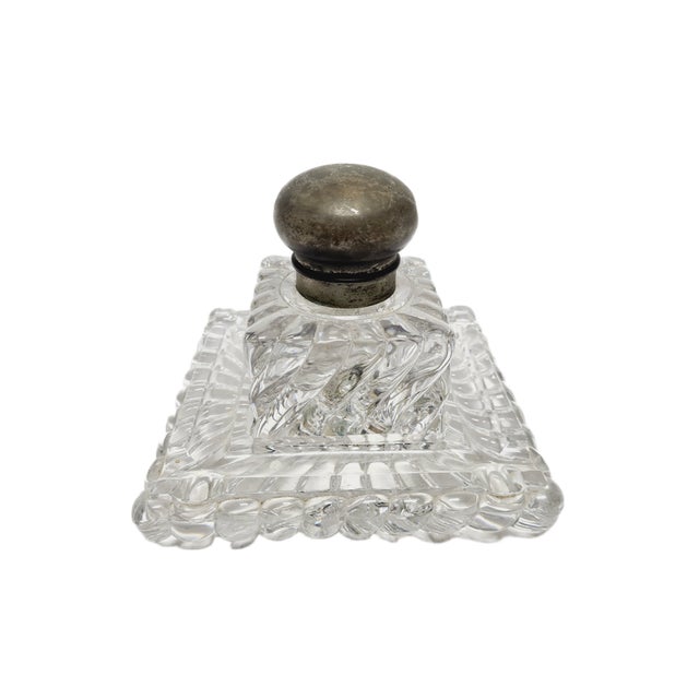 Goldenrod Art Nouveau Crystal Inkwell, Germany, 1900s For Sale - Image 8 of 18