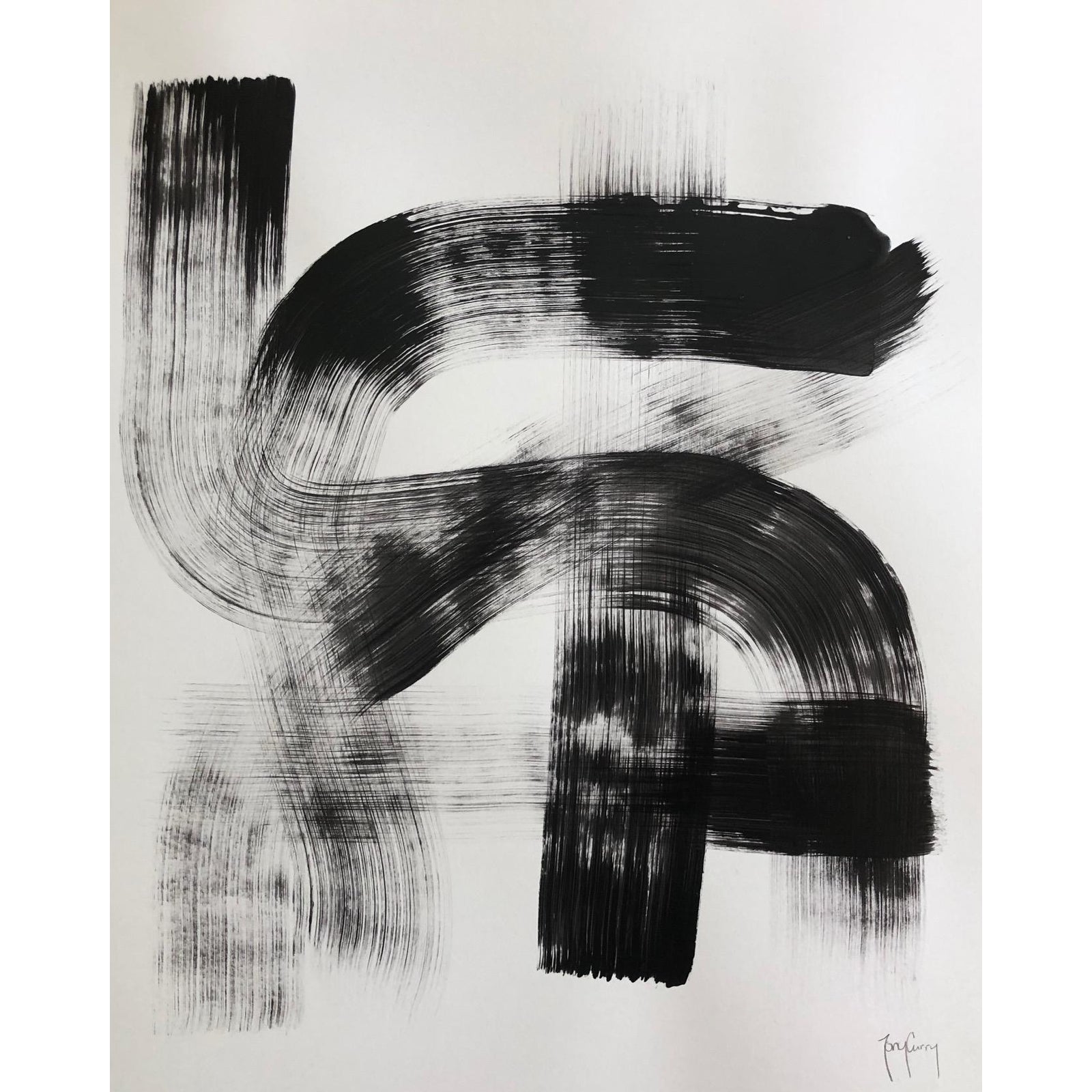 Black White Modern Abstract Painting By Tony Curry Chairish