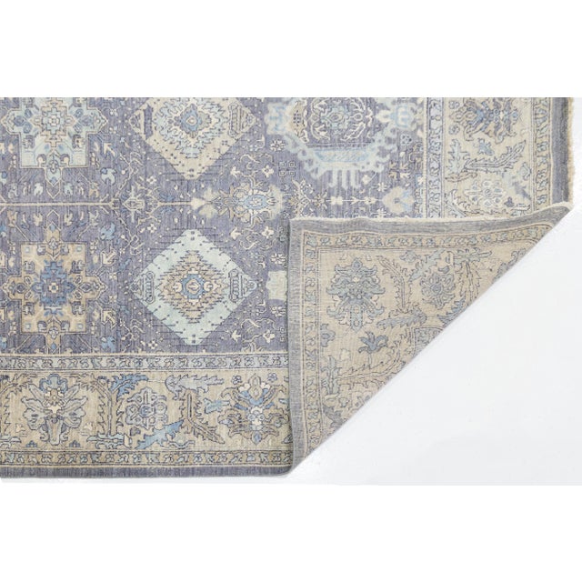 Modern Modern Tabriz Style Rug – Lavender & Slate Blue Hand-Knotted Wool and Silk 9x12 For Sale - Image 3 of 11