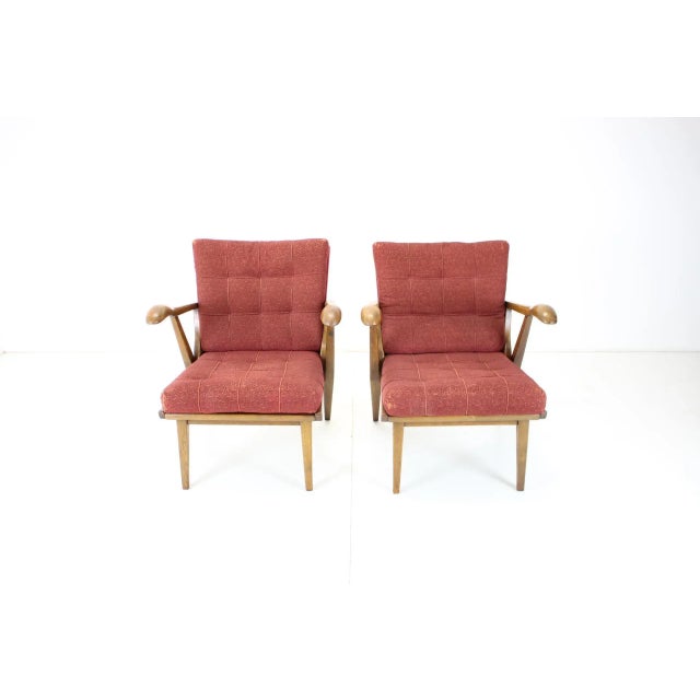 Set of Oak Armchairs, Czechoslovakia, 1960s For Sale - Image 3 of 16