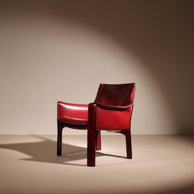 Vintage Cab 414 Chair in Leather by Mario Bellini for Cassina, 1982 For Sale - Image 16 of 18