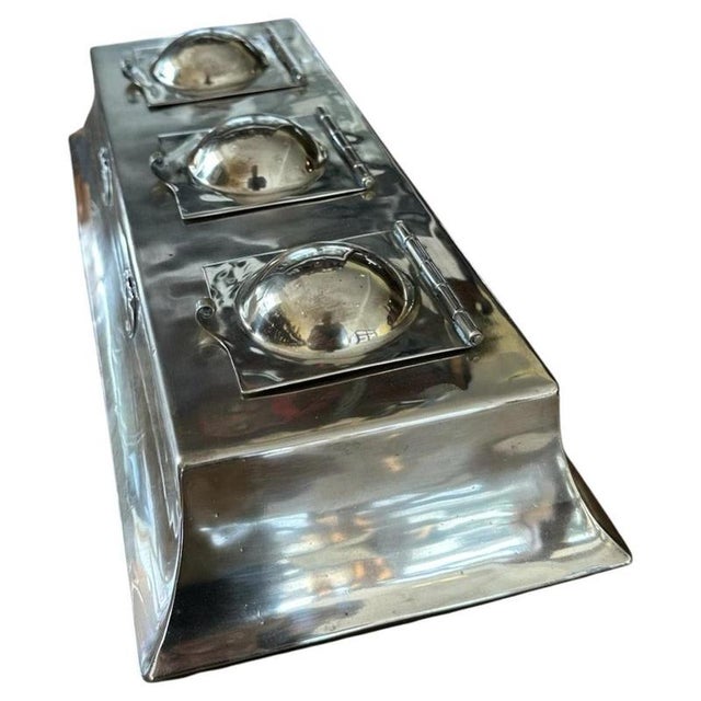 Arts & Crafts Brass Triple Inkwell attributed to C.F.A. Voysey, 1890s For Sale - Image 3 of 6