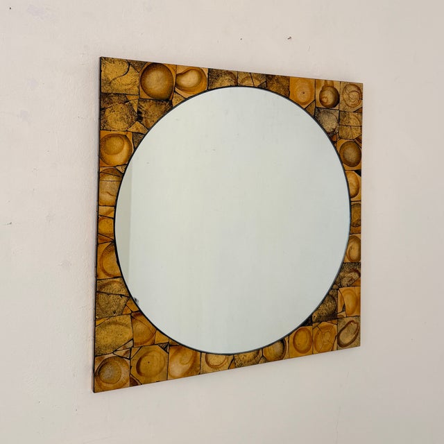 Glass Mid-Century German Gilt Wood Mosaic Mirror attributed to Berthold Müller, 1960s For Sale - Image 7 of 7