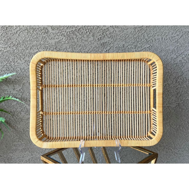 Albini-Inspired Mid 20th-Century Rattan Tray With Rounded Corners & Cut-Out Handles For Sale - Image 18 of 18