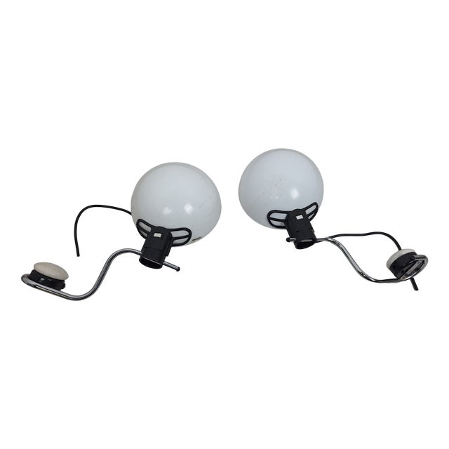 Chrome Wall Lamps with Iguzzini Joints for Harveiluce, 1960s, Set of 2 For Sale