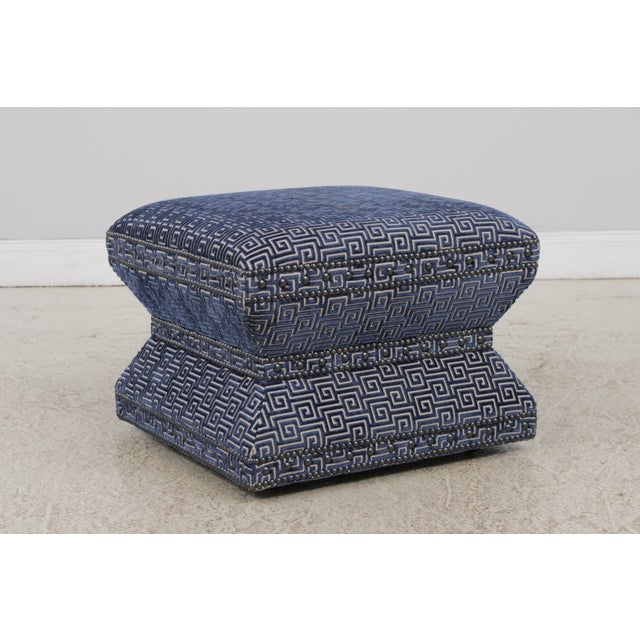 Traditional Lexington Greek Key Design Rolling Ottoman For Sale - Image 3 of 14