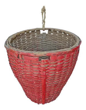 19th Century American Red Painted Gathering Basket