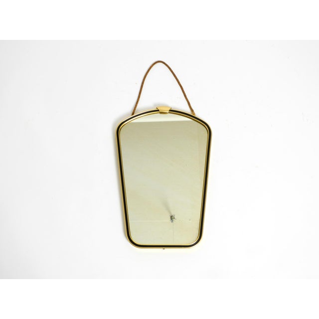 Small Mid-Century Brass Wall Mirror with Braided Hanging Strap, 1950s For Sale - Image 18 of 18