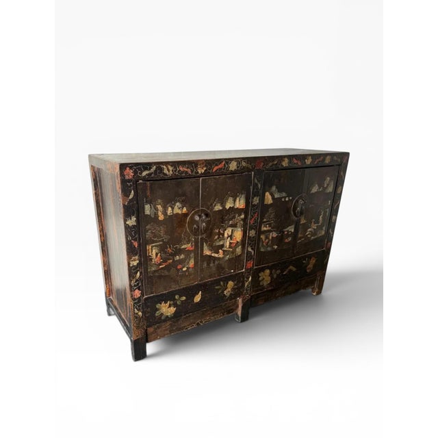 Antique Chinese Hand-Painted Lacquer Cabinet – Early 20th Century For Sale - Image 10 of 16