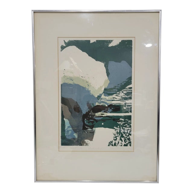Vintage Amelia Island's Marion Landing Abstract Seascape Print, Framed For Sale