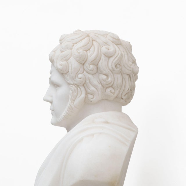 White Bust of a Roman Emperor, 20th Century, Marble For Sale - Image 6 of 10