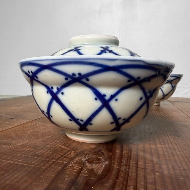 Ceramic Vintage Japanese Porcelain Lidded Bowls, 1970s, Set of 5 For Sale - Image 7 of 14