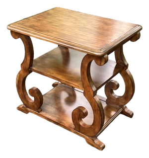Rustic European Maple Scrolled Leg Side Table
