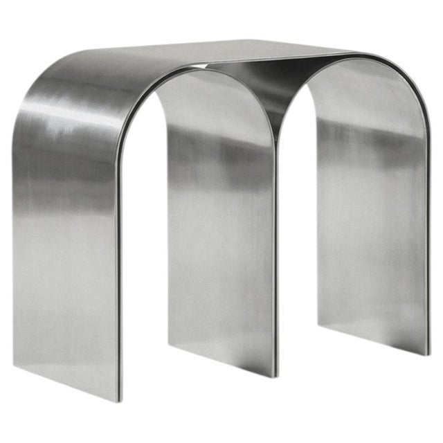 Silver Arch Stool in Polished Aluminium by Pietro Franceschini For Sale - Image 6 of 6